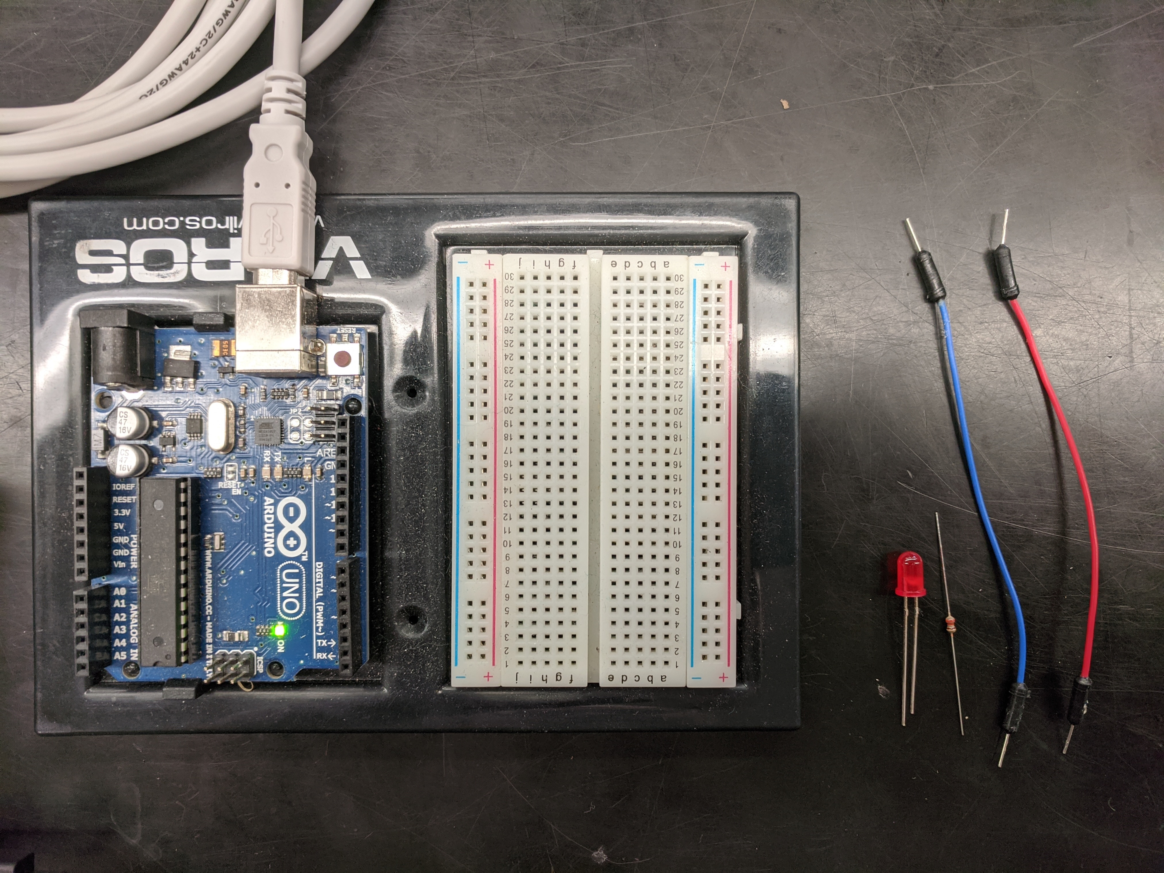 Parts to connect LED to pin 13